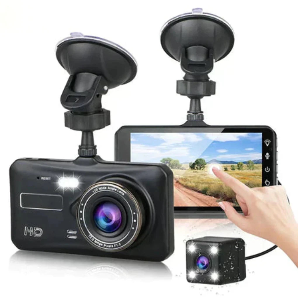 Kompakt trådløst bilkamera med Full HD front- og bakkamera for skarpe kjøreopptak.