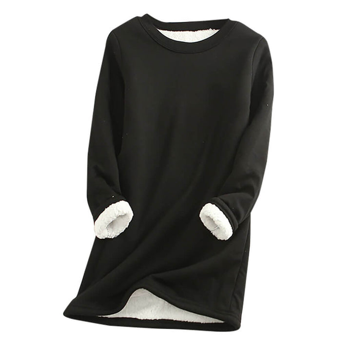 Elegant vintergenser for damer. Ensfarget, langermet modell med rund hals.