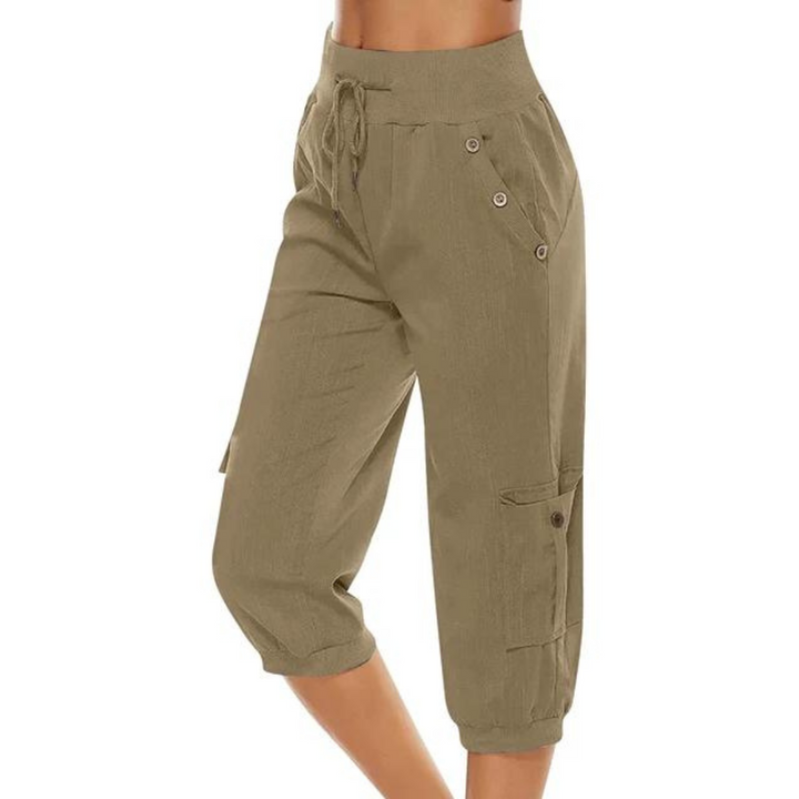 Sommerlig dame cropped bukse med elastisk midje, designet for optimal komfort og en lett stil.