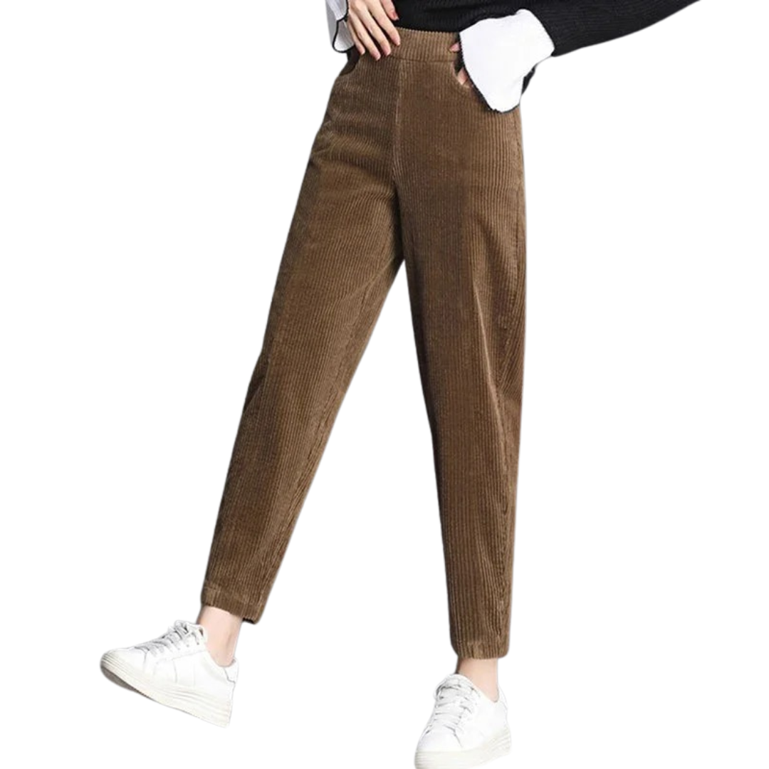 Varm damebukse med høy midje for høst/vinter. Komfortabel haremsbukse i stilfull casual design.
